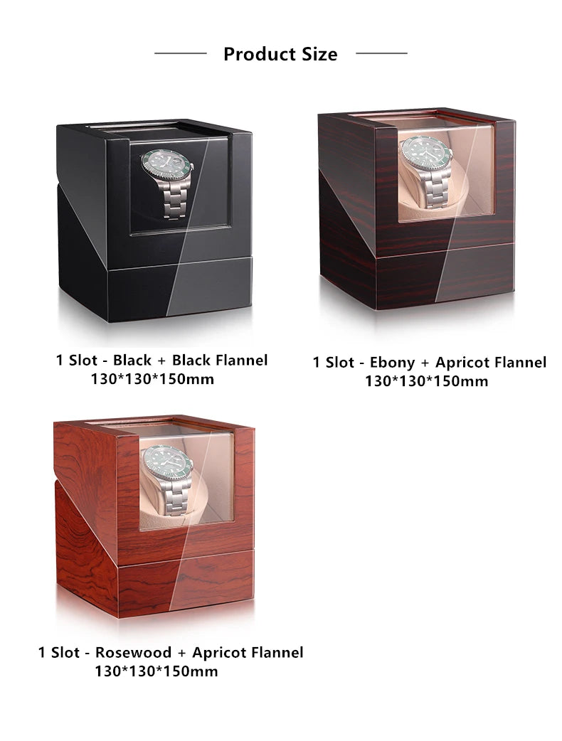 Embers Luxry Wooden Watch Box Single Winder with Glass Storage Automatic Watch Case Battery Powered Shaker Mabuchi Motor