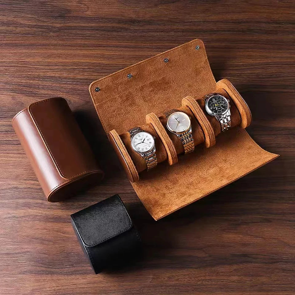 Watch Roll Travel Case - 3 Watch Storage and Organizer-Secure Storage with Innovative Removable Pillows & Solid Watch Organizer