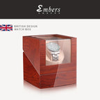 Embers Luxry Wooden Watch Box Single Winder with Glass Storage Automatic Watch Case Battery Powered Shaker Mabuchi Motor