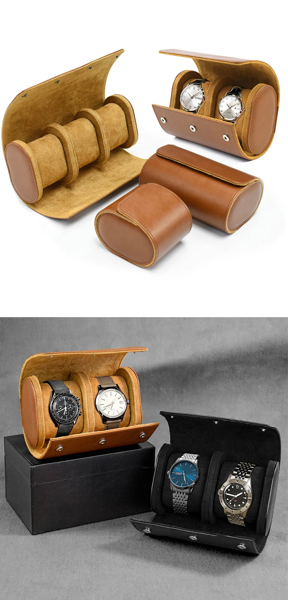 Watch Roll Travel Case - 3 Watch Storage and Organizer-Secure Storage with Innovative Removable Pillows & Solid Watch Organizer
