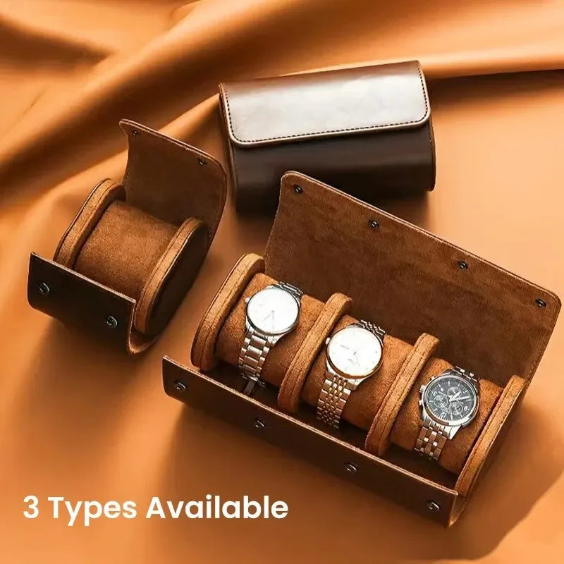 Watch Roll Travel Case - 3 Watch Storage and Organizer-Secure Storage with Innovative Removable Pillows & Solid Watch Organizer