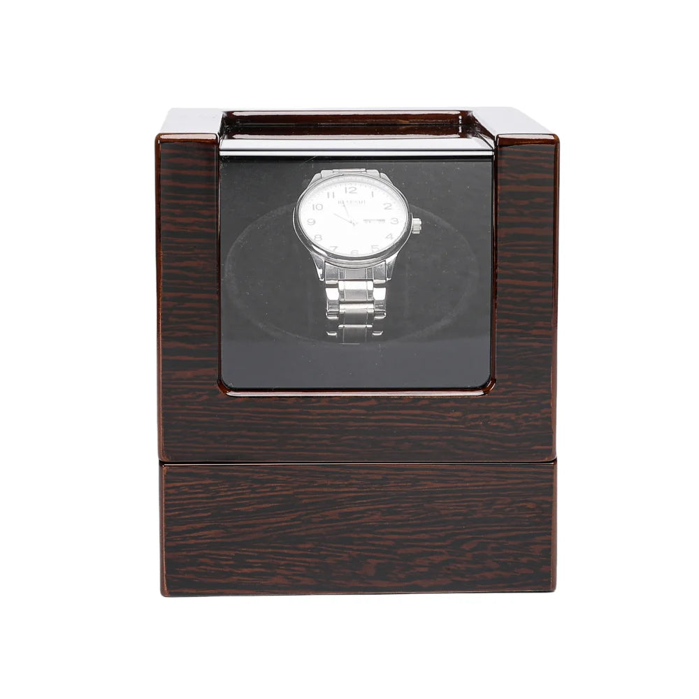 Embers Luxry Wooden Watch Box Single Winder with Glass Storage Automatic Watch Case Battery Powered Shaker Mabuchi Motor
