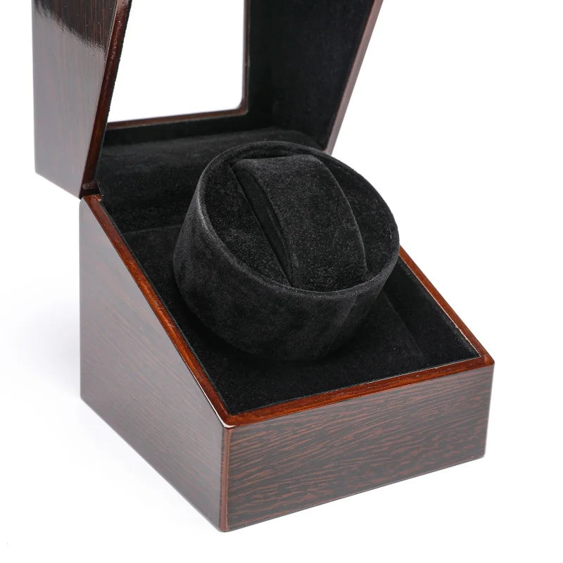 Embers Luxry Wooden Watch Box Single Winder with Glass Storage Automatic Watch Case Battery Powered Shaker Mabuchi Motor