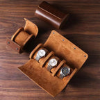 Watch Roll Travel Case - 3 Watch Storage and Organizer-Secure Storage with Innovative Removable Pillows & Solid Watch Organizer