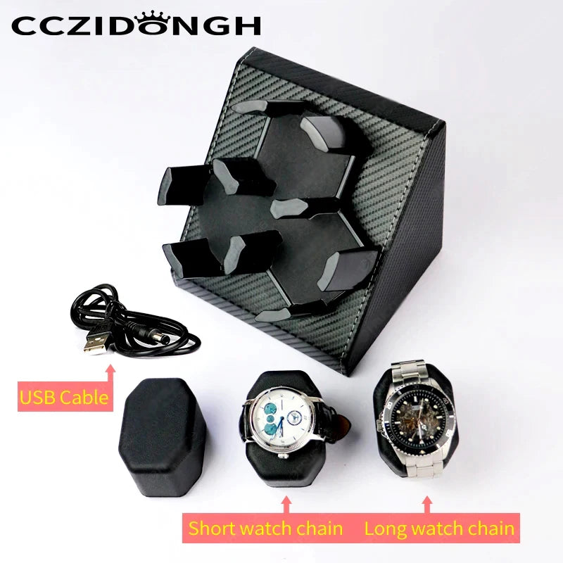3+0 Watch Winder Leather Automatic Watch Box With Wanbao Quiet Motor Watch Cabinet Clock Storage Box