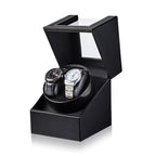 Double Watch Winder for Automatic Watches Automatic Watch Winder Leather Box 2 Slots Watch Winder for Men with Quiet Motor