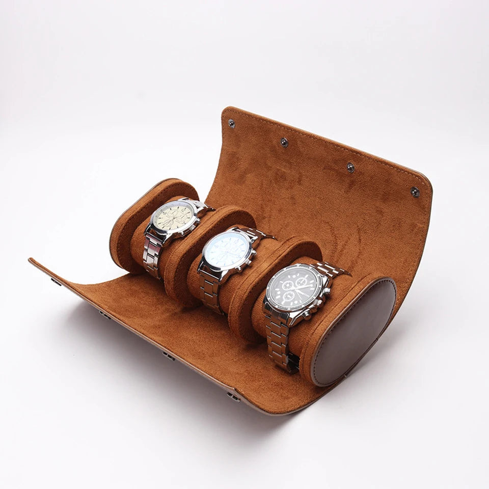Watch Roll Travel Case - 3 Watch Storage and Organizer-Secure Storage with Innovative Removable Pillows & Solid Watch Organizer