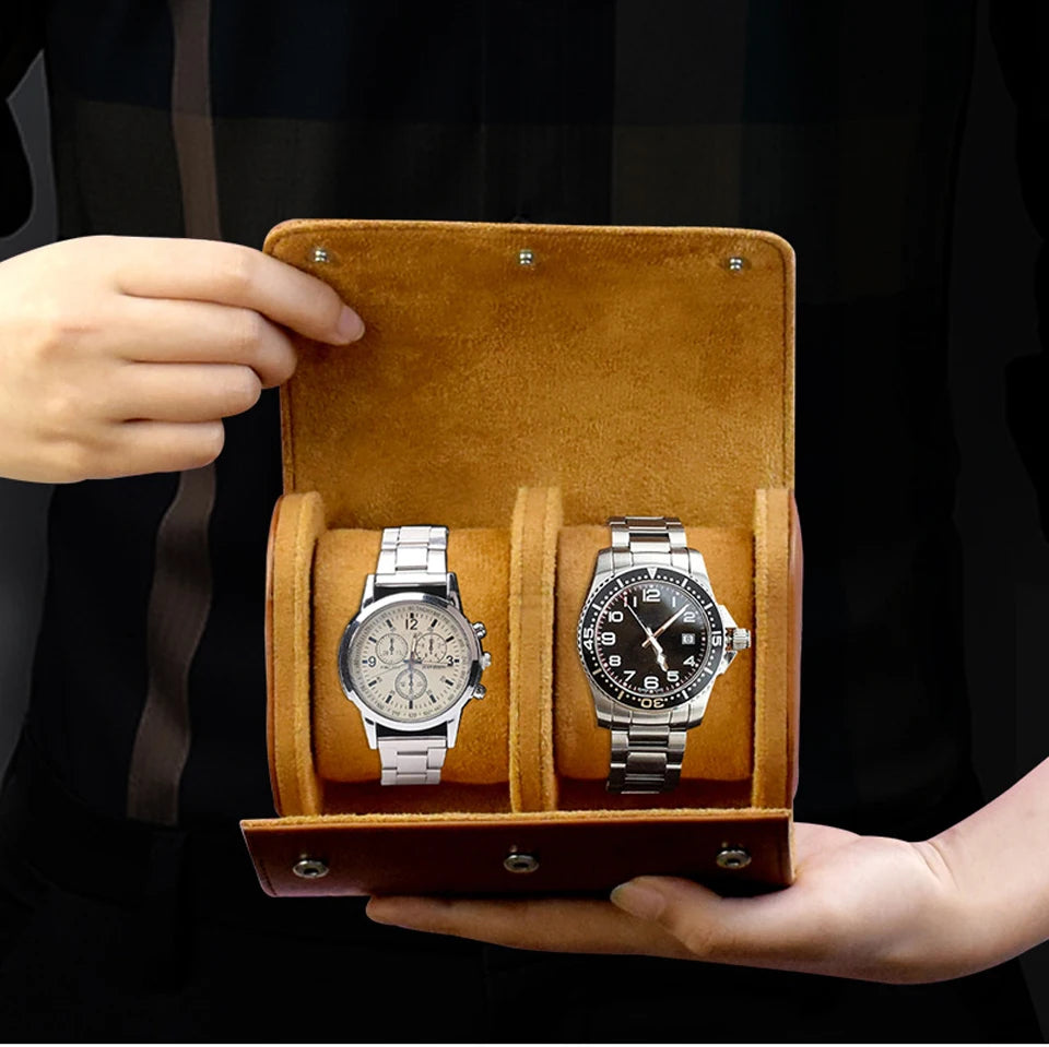 Watch Roll Travel Case - 3 Watch Storage and Organizer-Secure Storage with Innovative Removable Pillows & Solid Watch Organizer