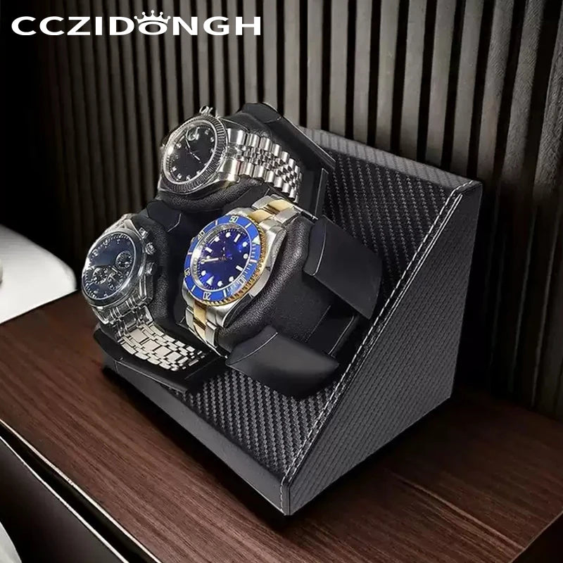 3+0 Watch Winder Leather Automatic Watch Box With Wanbao Quiet Motor Watch Cabinet Clock Storage Box