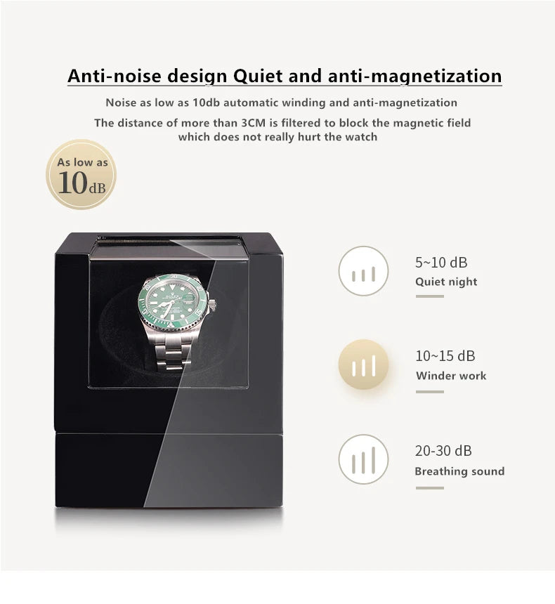 Embers Luxry Wooden Watch Box Single Winder with Glass Storage Automatic Watch Case Battery Powered Shaker Mabuchi Motor