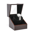 Embers Luxry Wooden Watch Box Single Winder with Glass Storage Automatic Watch Case Battery Powered Shaker Mabuchi Motor