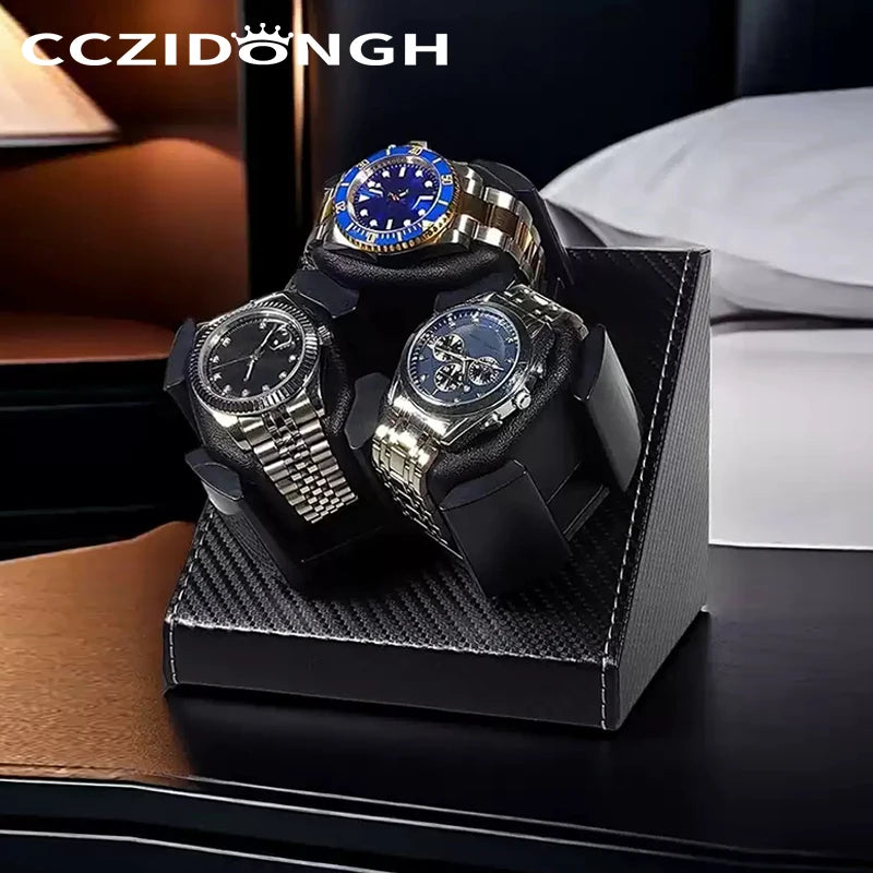 3+0 Watch Winder Leather Automatic Watch Box With Wanbao Quiet Motor Watch Cabinet Clock Storage Box