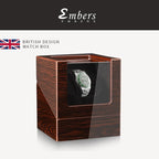 Embers Luxry Wooden Watch Box Single Winder with Glass Storage Automatic Watch Case Battery Powered Shaker Mabuchi Motor