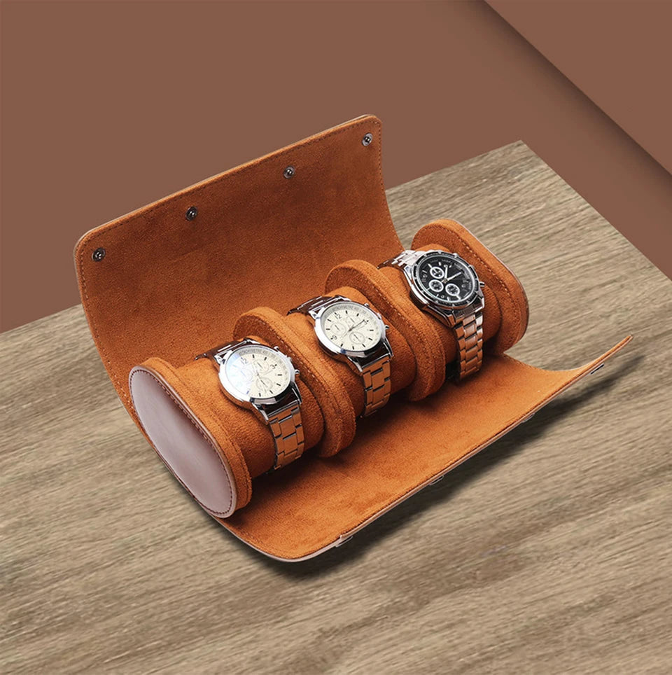 Watch Roll Travel Case - 3 Watch Storage and Organizer-Secure Storage with Innovative Removable Pillows & Solid Watch Organizer