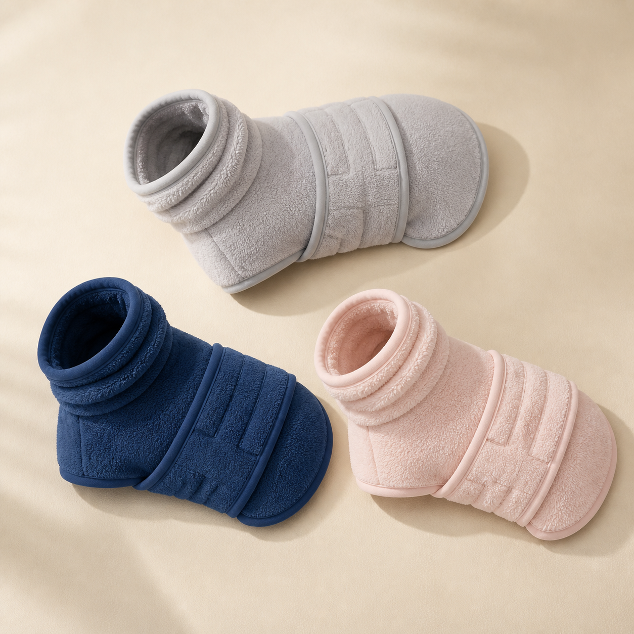 Blue, Gray, and Pink Bobbin dog drying robes shown together
